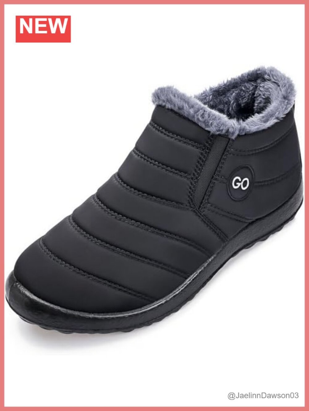 Waterproof Faux Fur Lined Slip On Ankle Snow Boots